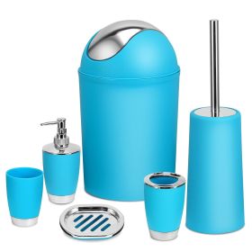 Bathroom Accessories Set 6 Pcs Bathroom Set Ensemble Complete Soap Dispenser Toothbrush Holder Tumbler Soap Dish Toilet Cleaning Brush Trash Can (Option: Segt(Blue)